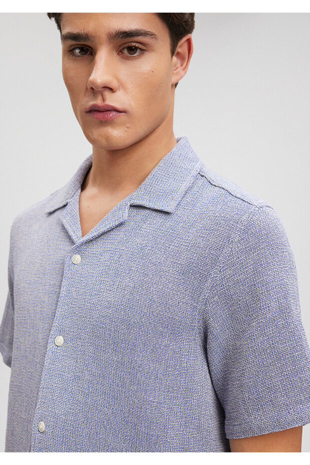 Dokulu Mavi Gömlek Regular Fit / Normal Kesim 0210828-70907 - 5