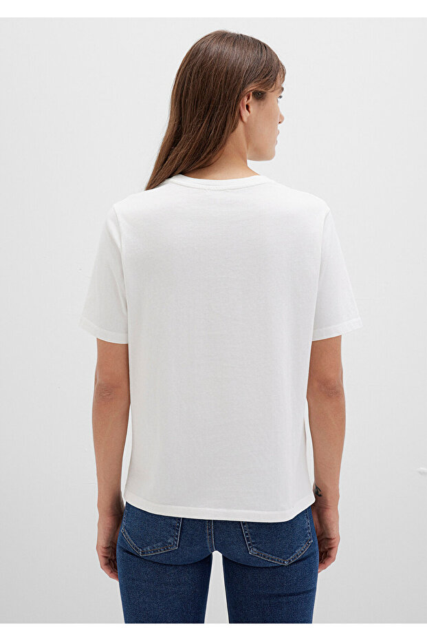 Ekru Basic Tişört Regular Fit / Normal Kesim 1600965-33389 - 6