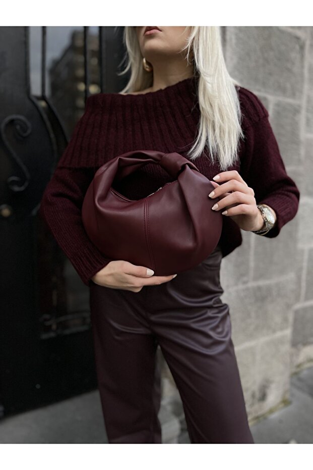 Women's Burgundy Mini Knot Handbag