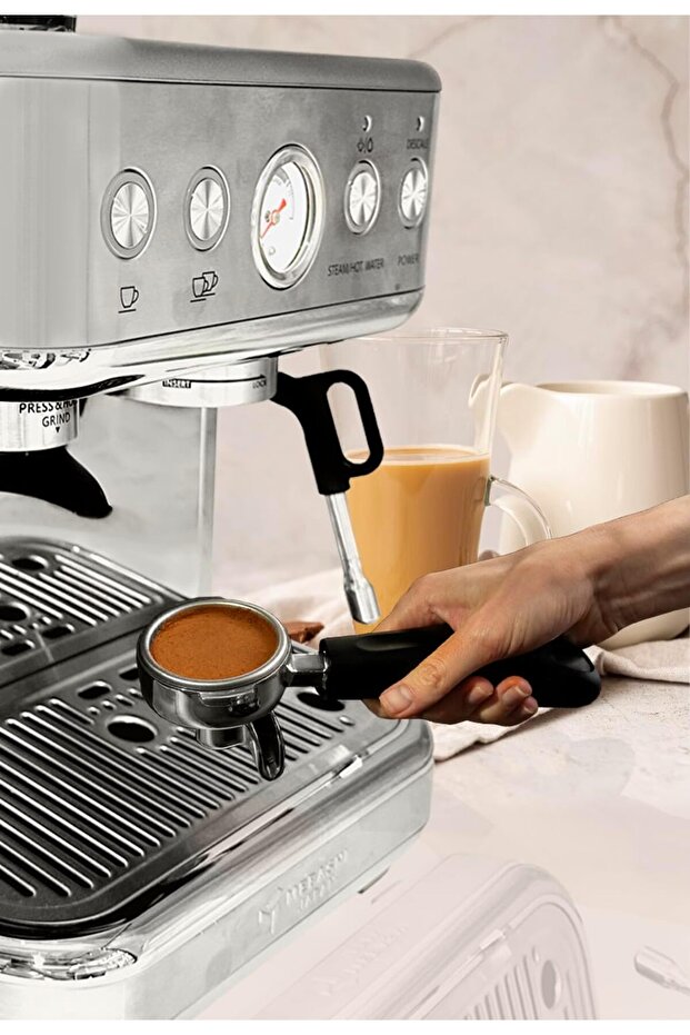 Commercial Coffee Machine with CF Grinder, 2.3L Capacity, 15 Bar Pressure, Stainless Steel (ME-CCM2053)(1770W)