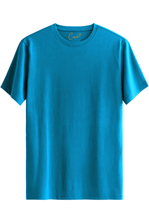 Pack of Cotton Zero Collar Standard Cut Turquoise Basic T-Shirts