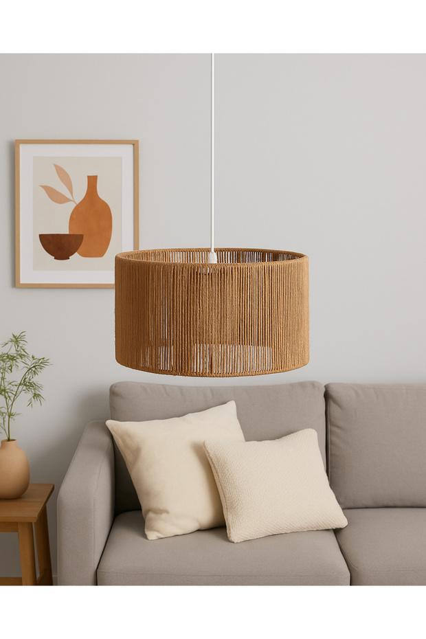 El Yapımı Jüt İpli Bohem Tavan Lambası - Avize / Salon ,Yatak Odası ,Oturma Odası,Ofis,Mutfak,Balkon - 4