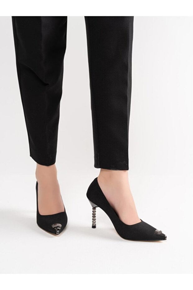 Women's Evening Dress Shoes with Stone Heels Rinsa Black