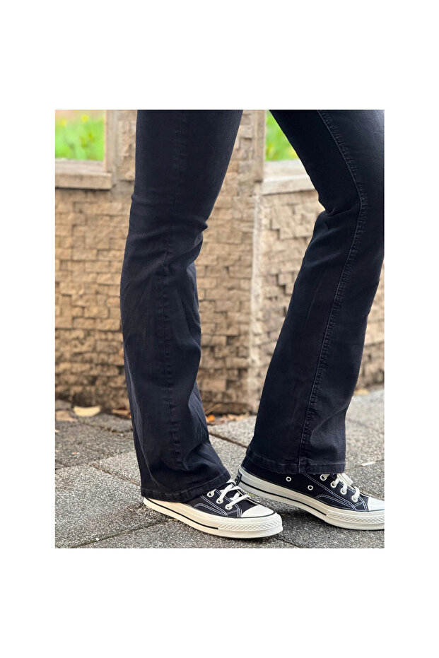Siyah Bootcut Pantolon - 3