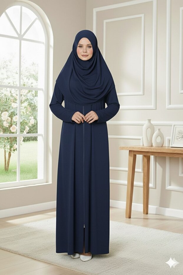 One-Piece Prayer Dress with Zippered Hijab