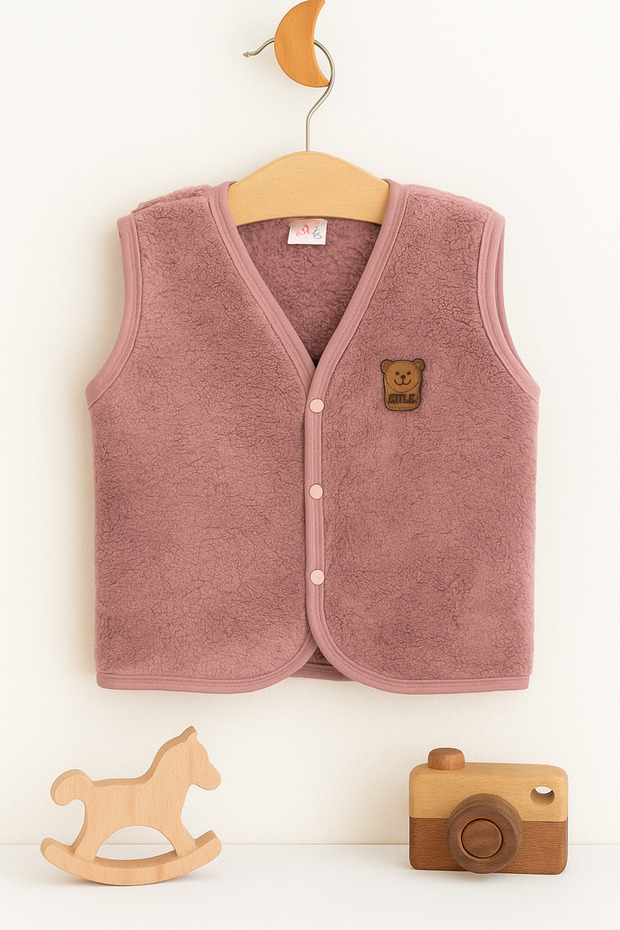 Welsoft Plush Baby Vest with Teddy Bear Figure