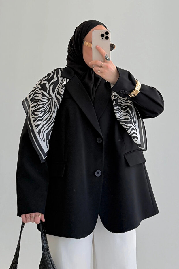 Oversize Black Blazer Jacket - 3