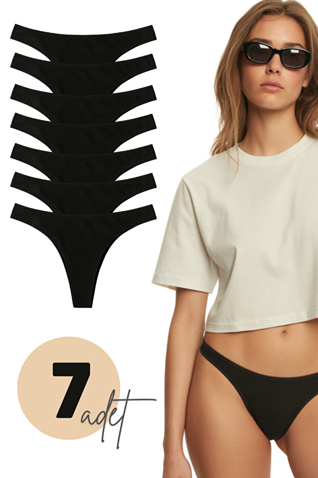 Női pamut lycra tanga bugyi 7 db - 1