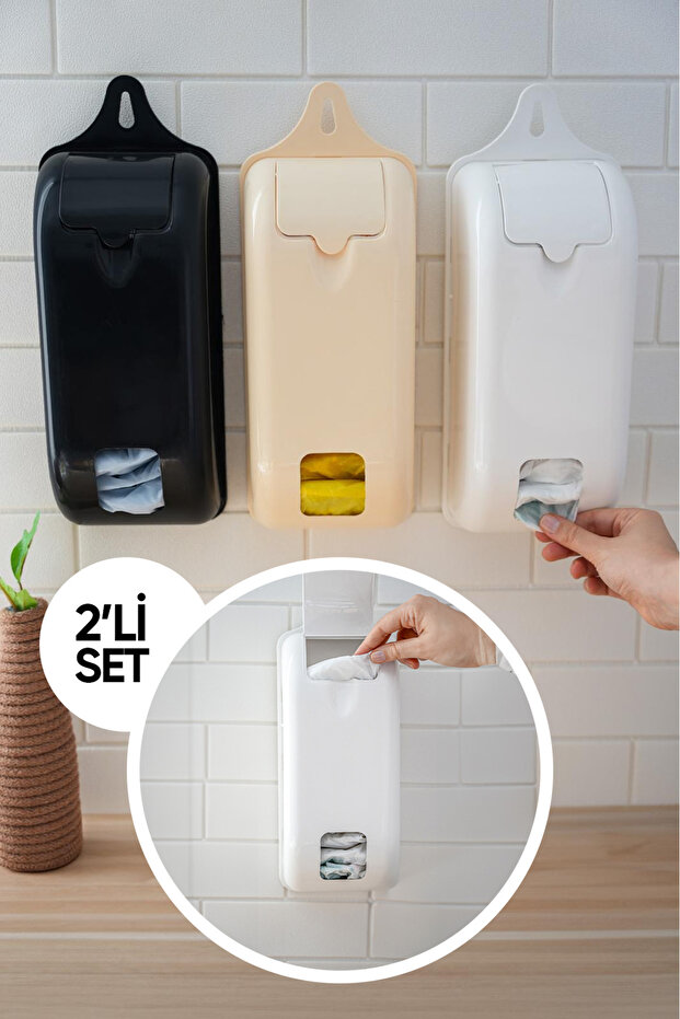 2 Adet Poşetlik, Poşet Sepeti, Asılabilir Poşet Galoş Organizeri Poşet Düzenleyici - 1