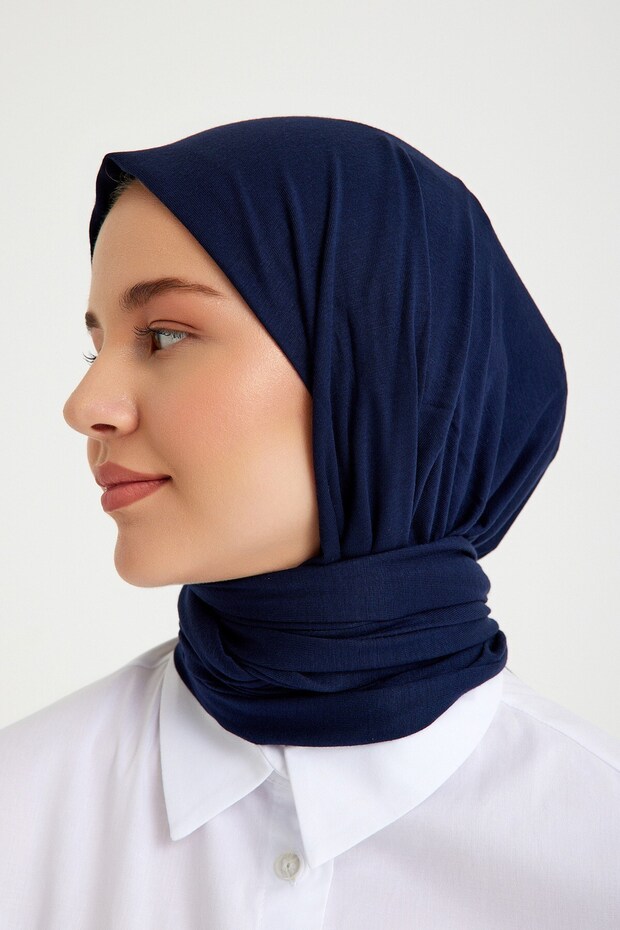 Combed Cotton Shawl Navy Blue