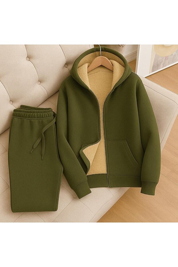 Winter 3 Thread – Top with Welsoft Fur Inside, Except Kullar, Sha Fleece-Lined a Hooded Tracksuit Set-Unisex - 1