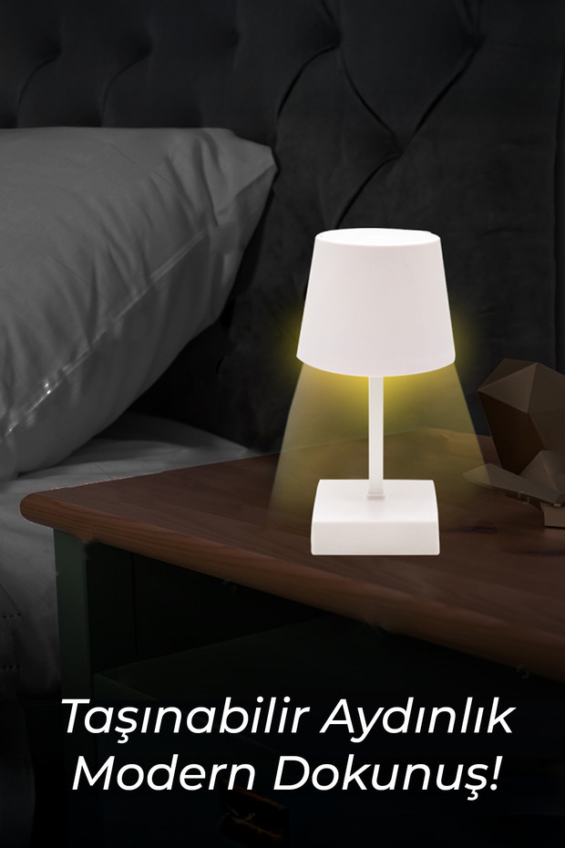 BB-16 Dokunmatik Masa Lambası | Şarjlı & Ayarlanabilir Işık Seviyesi, Modern Alüminyum - 4