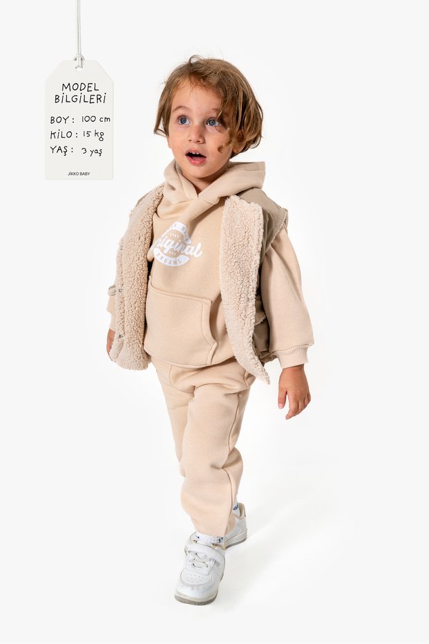 3-Piece Unisex Baby Set with Hooded Vest 8173