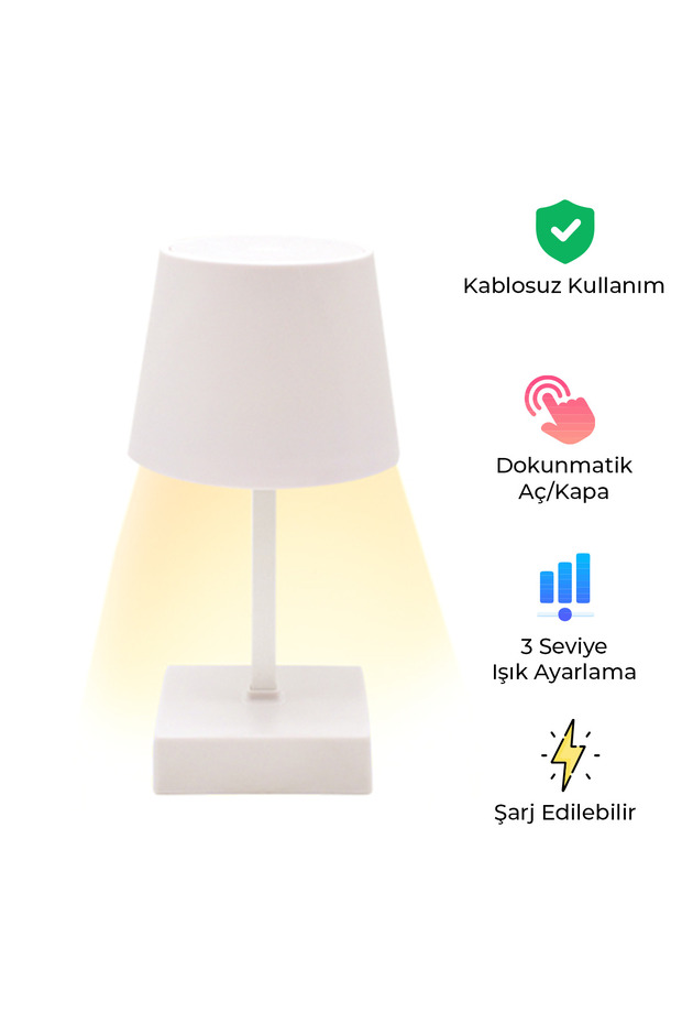 BB-16 Dokunmatik Masa Lambası | Şarjlı & Ayarlanabilir Işık Seviyesi, Modern Alüminyum - 1