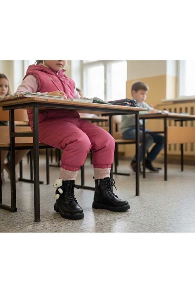 Sevimli Ayıcık Desenli Kız Çocuk Bot – Rahat, Şık ve Kaymaz Tabanlı - 6