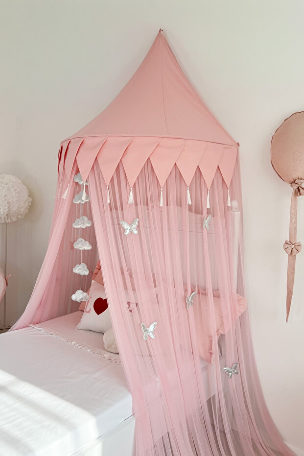 Tül Pembe Duvar Tentesi Plus Model - 1