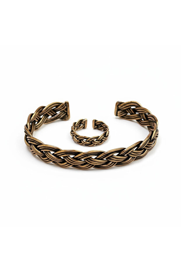 Bakır Tel Örme Bileklik ve Yüzük - 1