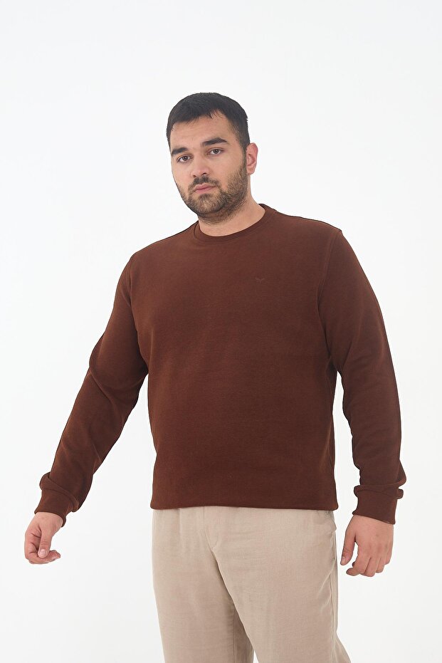 Men's Winter Crew Neck Oversized Basic Tile Sweatshirt - 2