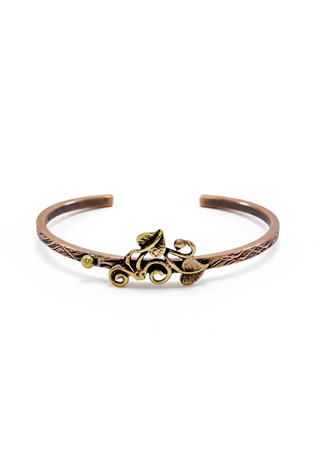 Leaf Figured Tree Bark Copper Bracelet - 3