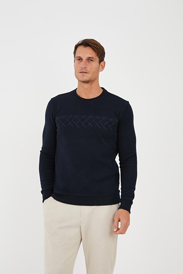 Hanorac pentru bărbați CloudFit Basic Long Crew cu model bleumarin - 2