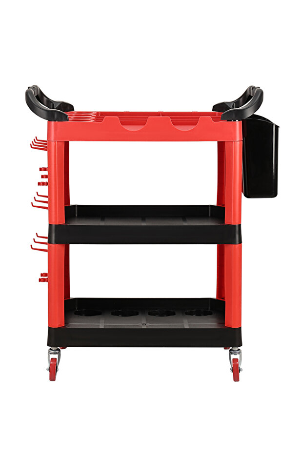 Tool Cart with Side Bucket - 3-Tier Rolling Utility Cart for Garage & Detailing - 6