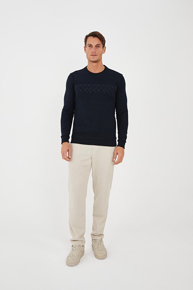 Hanorac pentru bărbați CloudFit Basic Long Crew cu model bleumarin - 3