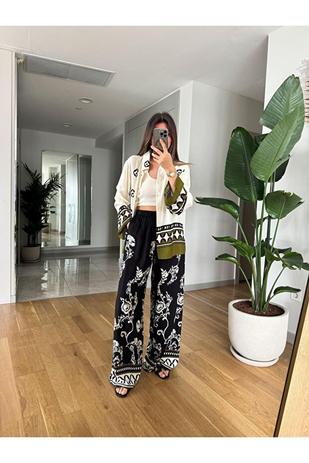 Women's Ethnic Patterned Double Suit - 2