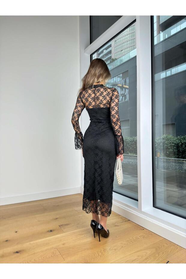 Rochie lungă cu dantelă - 3