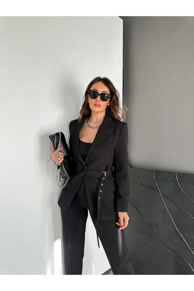 Kadın Kemerli Premium Ceket - 4