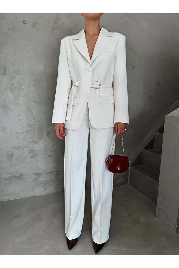 Kadın Kemerli Premium Ceket - 5