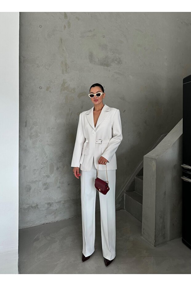 Kadın Kemerli Premium Ceket - 4