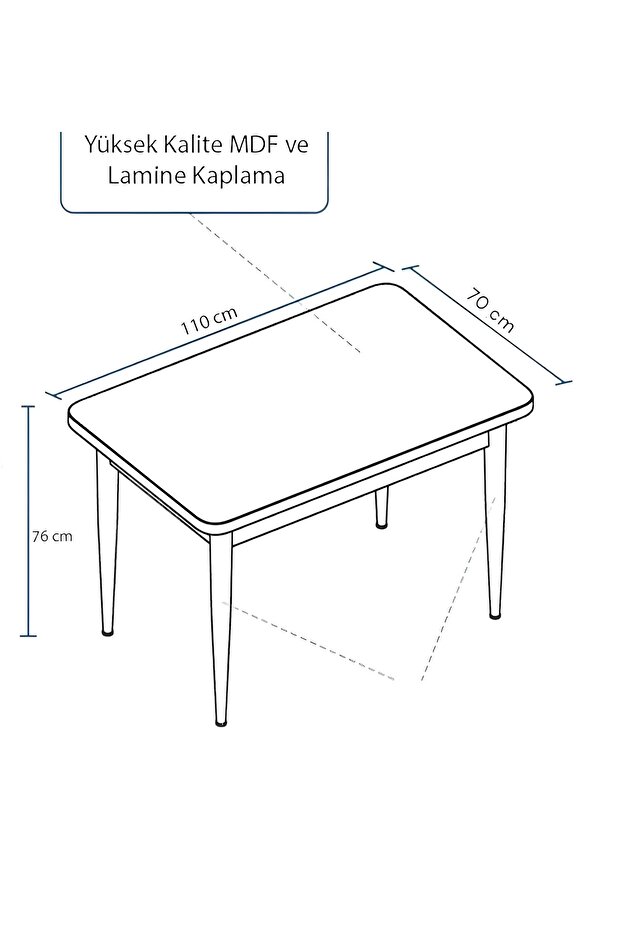 Flora Serisi, 80x132 Açılabilir Meşe Desen Mdf Mutfak Masası, Yemek Masası - 2
