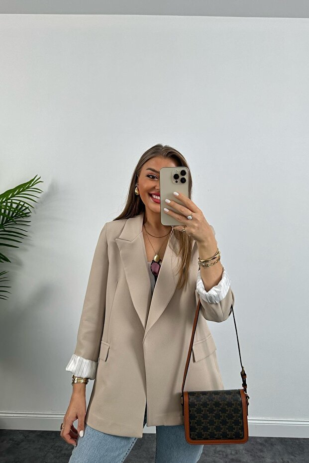 Kadın Kolu Katlamalı Ceket - 6