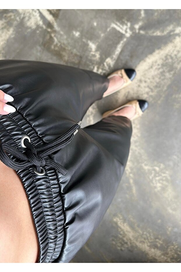 Ženske Koža pantalone sa elastičnim strukom - 4