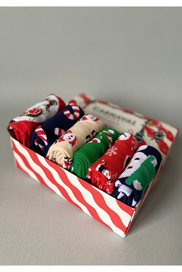 New Year's 6-Piece Patterned Socks Set | Unisex Gift Boxed Winter Themed Socks