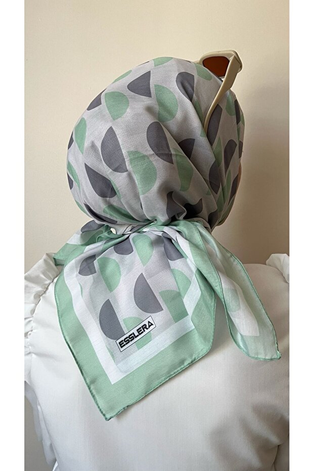 D Patterned Green Soft Scarf - 6