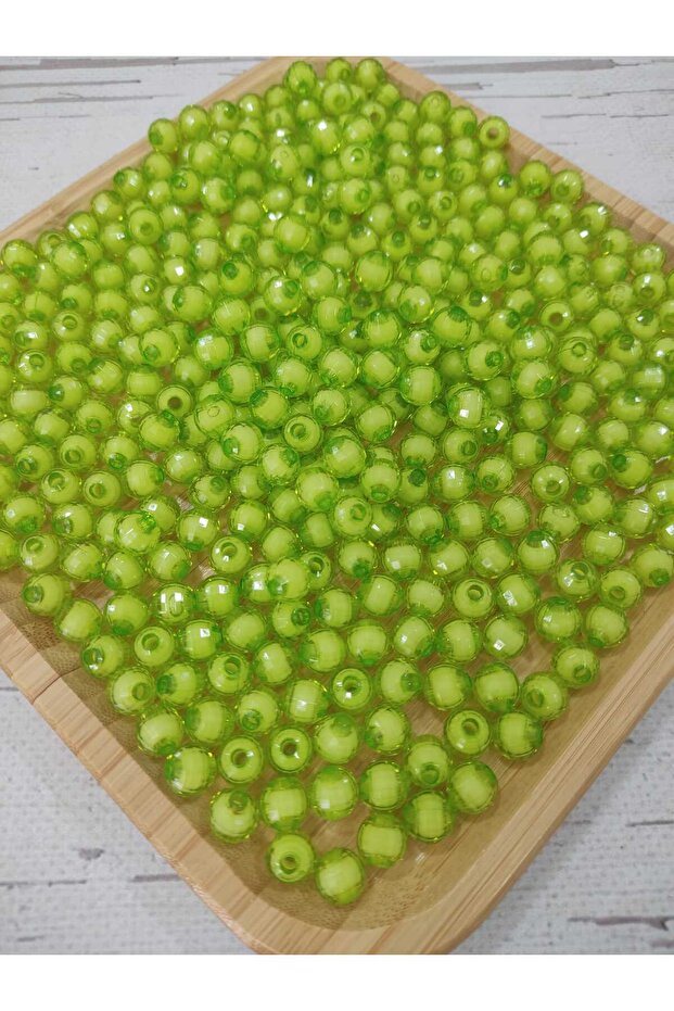 Acrylic Bag Placemat Beads 10 mm 25 Gr (60 Pieces) Pistachio Green