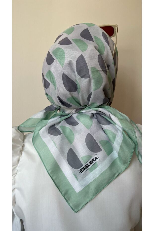 D Patterned Green Soft Scarf - 4