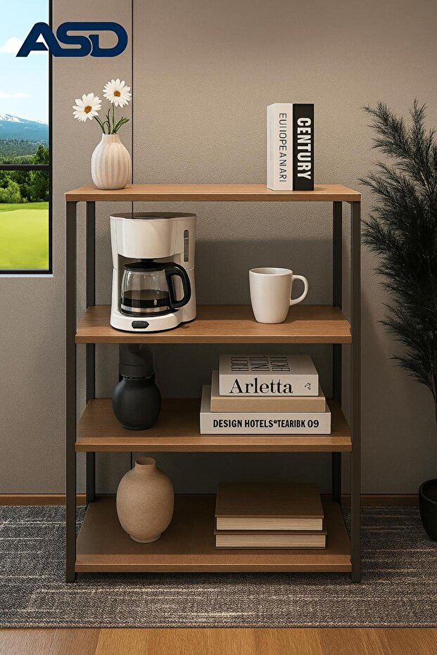 Console Entry Table, Coffee Corner Table, 4-Shelf Side Table Meets All Your Needs 70*40*88 cm - Brow - 2