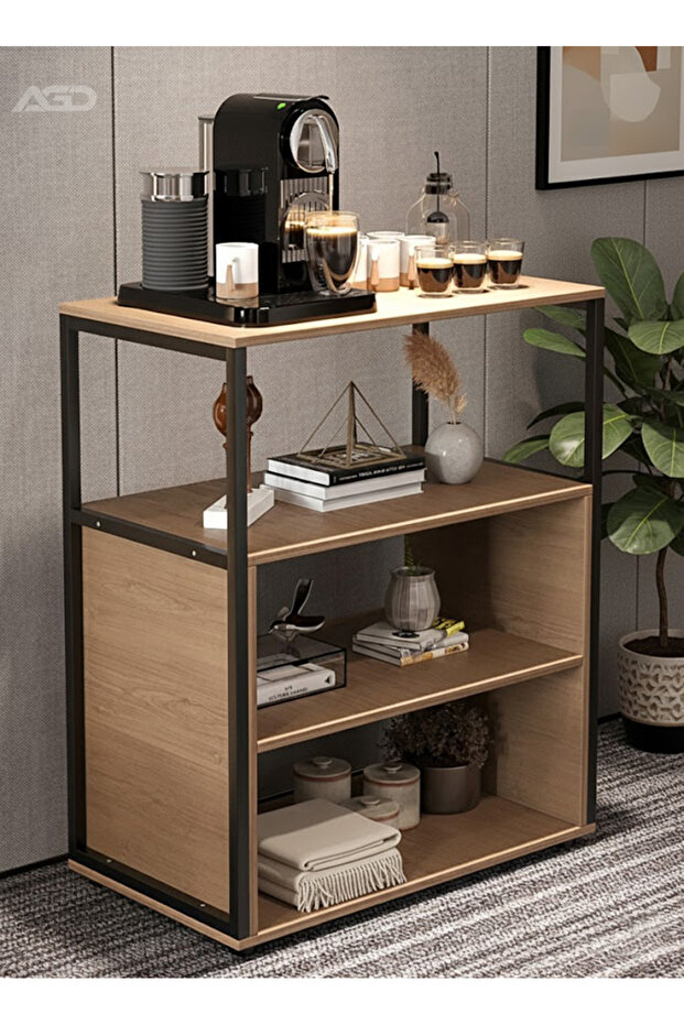 Console Entry Table, Coffee Corner Table, 4-Shelf Side Table Meets All Your Needs 70*40*88 cm - Brow - 1