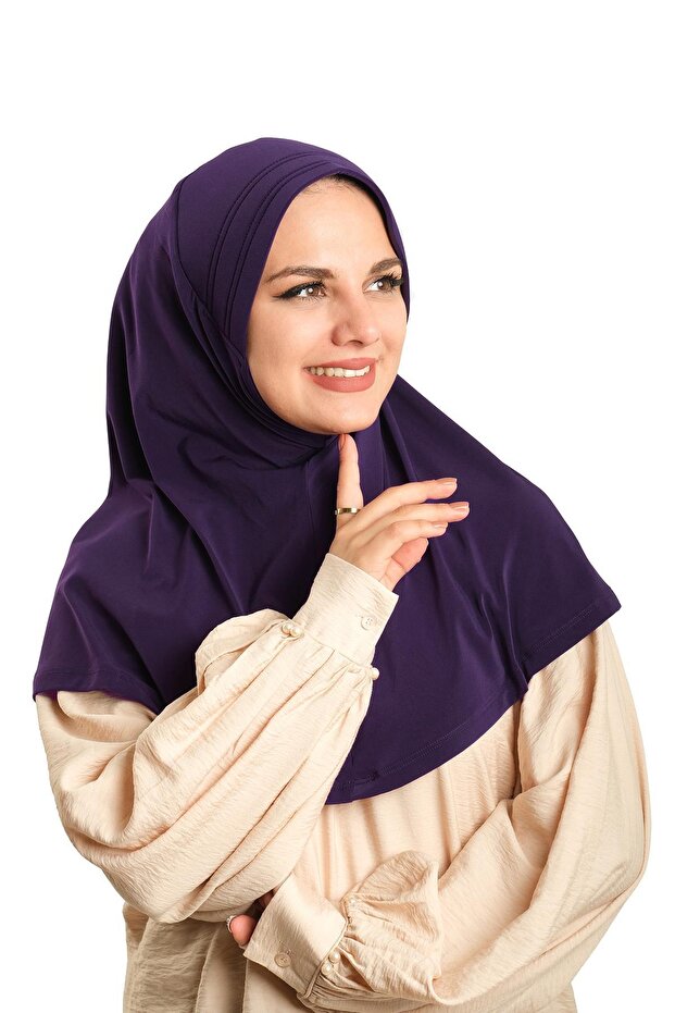 وشاح حجاب متشابك عملي برقوقي قماش رملي سادة 1600_07