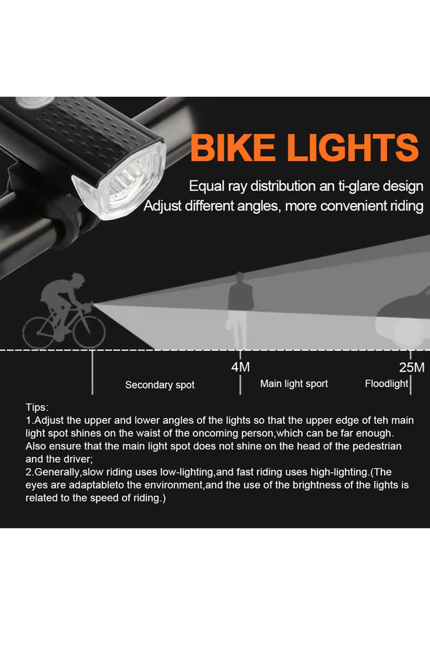 11081.10 USB Rechargeable Bike Light Front Light Red Taillight Easy to Install 3 Modes Bicycle Acces - 3