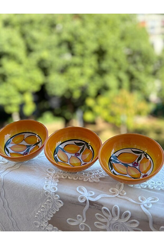 Handmade Set of 3 13 cm Ceramic Snack Bowls, Sauce Bowls and Jam Bowls