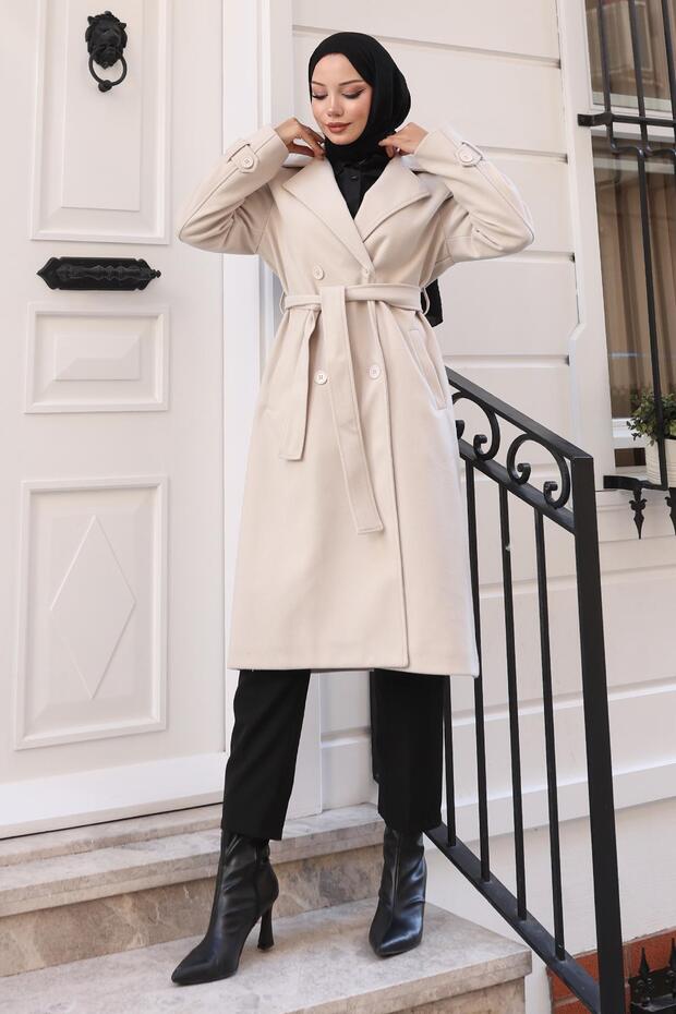 Belted Cashmere Coat Beige 19271