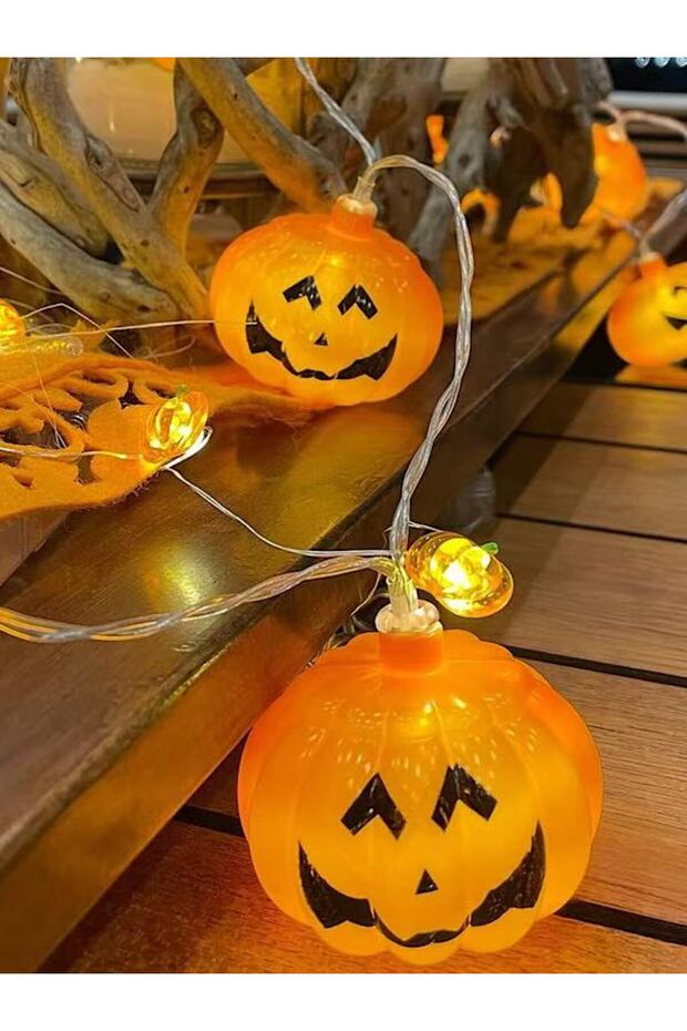 Halloween Balkabağı Led Işık Pilli - 2