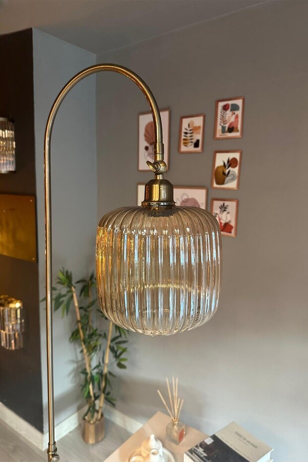 Dimmerli Işığı Ayarlanabilen Işığı Artırılıp Azaltılabilen Bal Cam Eskitme Hareketli Başlık Lambader - 5