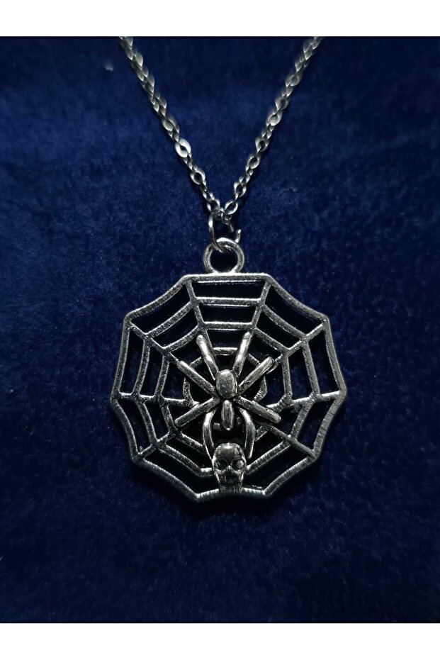 Spider Web and Spider Model Halloween Halloween Themed Scary Style Steel Pendant