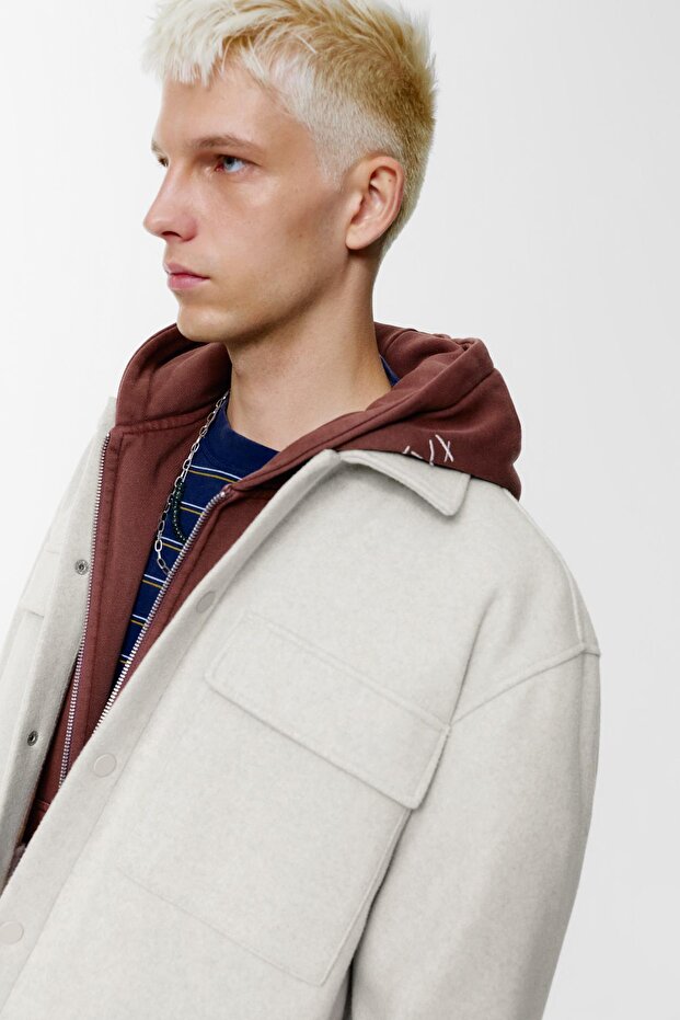 Cepli yünlü ince ceket - 4