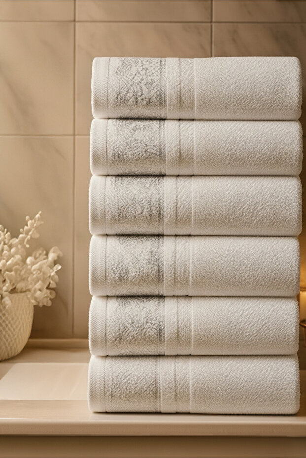Hürrem 100% Cotton 6 Pieces 50X90 Towels | Towel Set | Towel Set | Hand Face Towel | Dowry Towel