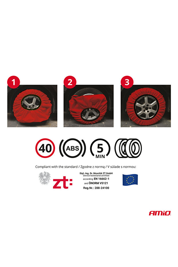 Set of 2 textile snow chains, size L, EN16662-1 and Onorm V5121 approved - 5